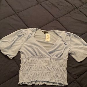NWT INC Exotic Escape Light Blue Medium Blouse